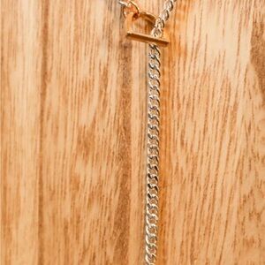 Stirrup Lariat Gold and Silver Chain Necklace